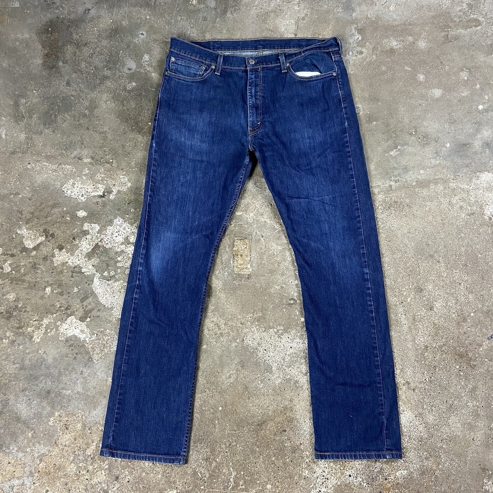Levi's 513 Jeans Size 38x34 Blue Denim Dark Wash Slim Straight Fit Casual Flex
